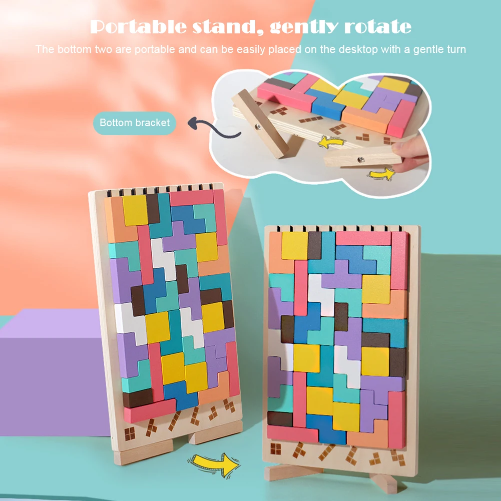 3D Wooden Tetris Puzzle - Kids - Kids Education Level 评论和价格