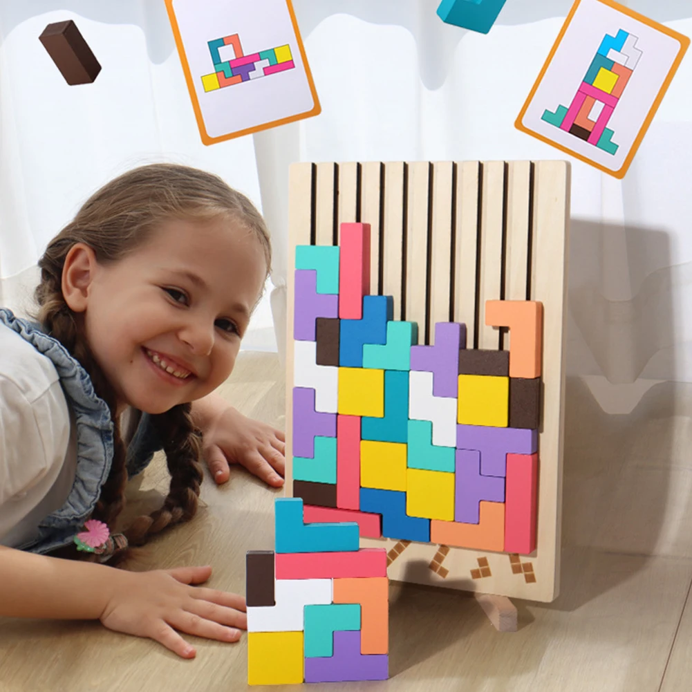 3D Wooden Tetris Puzzle - Kids - Kids Education Level 评论和价格
