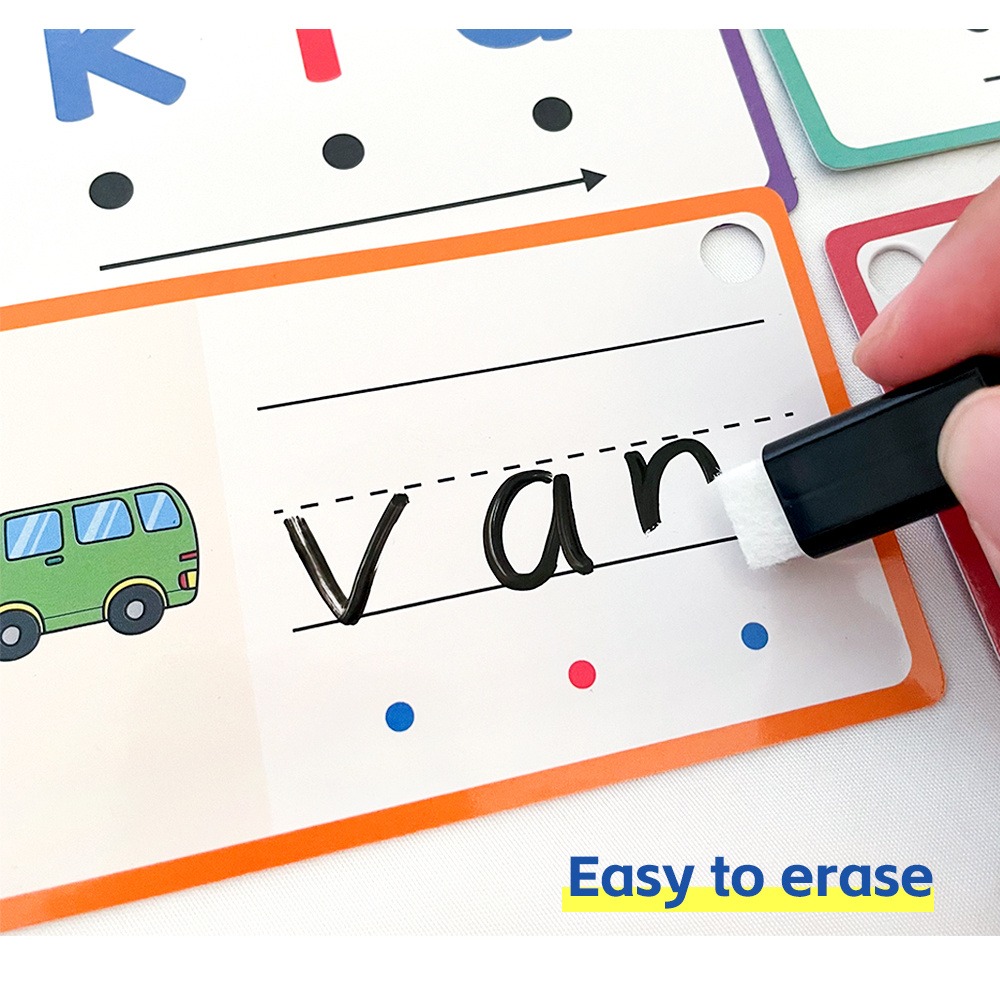 Dry Erase Handwriting Flash Ca - Phonics Card Game 评论和价格