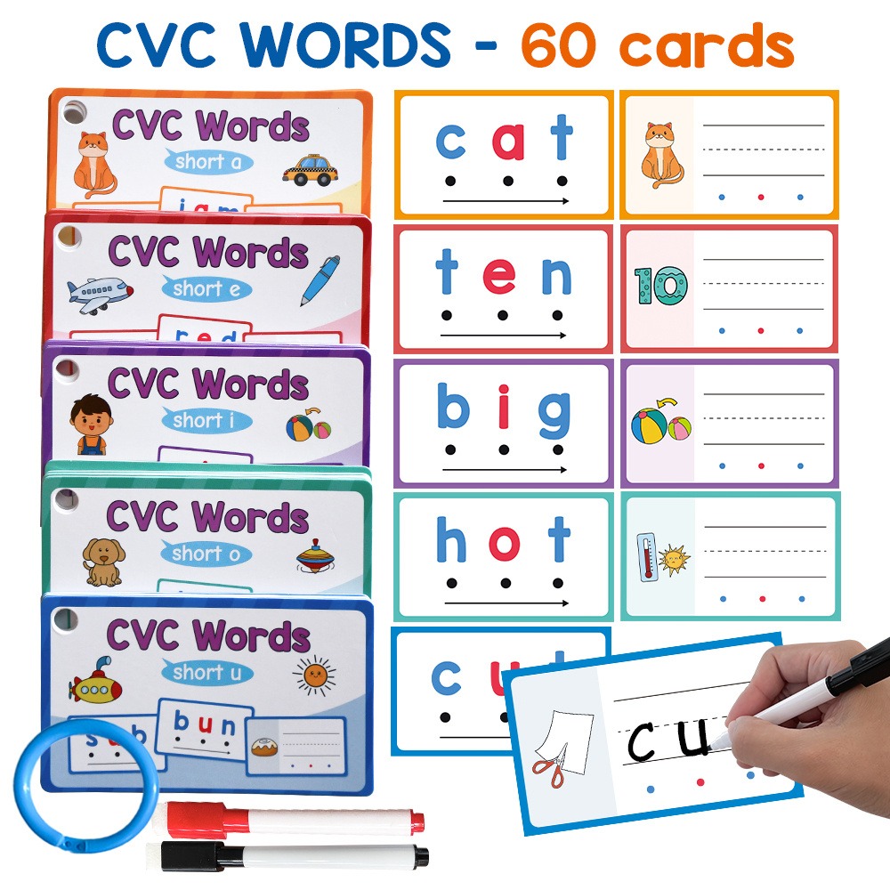 Dry Erase Handwriting Flash Ca - Phonics Card Game 评论和价格